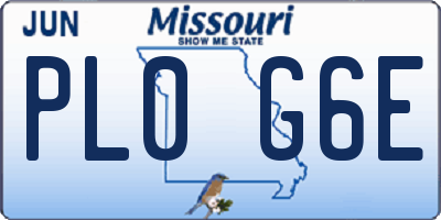 MO license plate PL0G6E