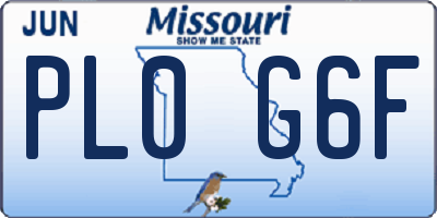 MO license plate PL0G6F