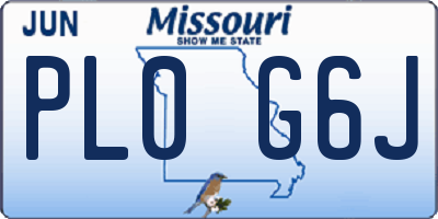 MO license plate PL0G6J
