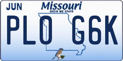 MO license plate PL0G6K