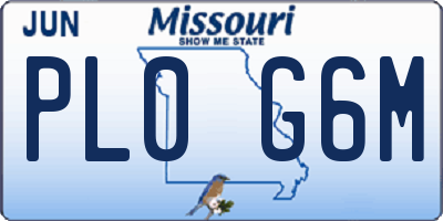 MO license plate PL0G6M