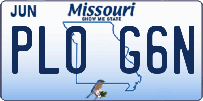 MO license plate PL0G6N