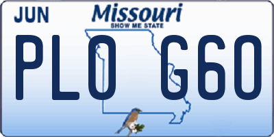 MO license plate PL0G6O