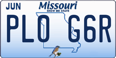 MO license plate PL0G6R