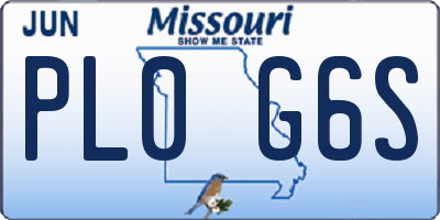 MO license plate PL0G6S