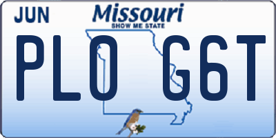 MO license plate PL0G6T