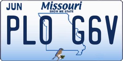 MO license plate PL0G6V