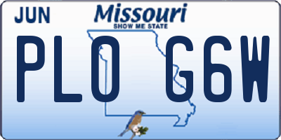 MO license plate PL0G6W