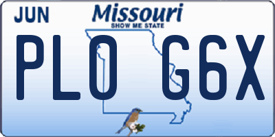 MO license plate PL0G6X