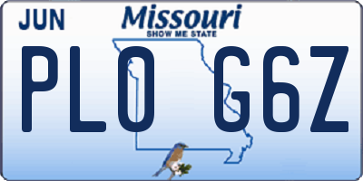 MO license plate PL0G6Z