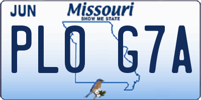 MO license plate PL0G7A