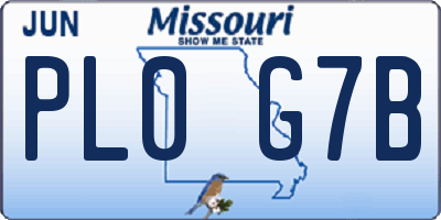 MO license plate PL0G7B