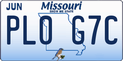 MO license plate PL0G7C