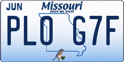 MO license plate PL0G7F