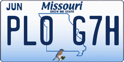 MO license plate PL0G7H