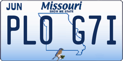 MO license plate PL0G7I