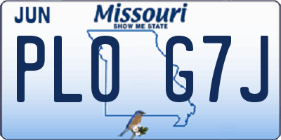 MO license plate PL0G7J