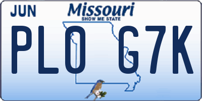 MO license plate PL0G7K