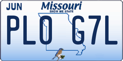 MO license plate PL0G7L