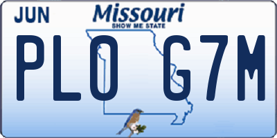 MO license plate PL0G7M