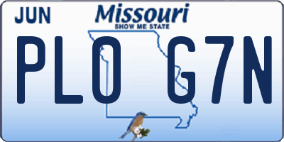 MO license plate PL0G7N