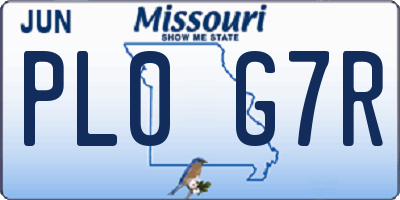 MO license plate PL0G7R