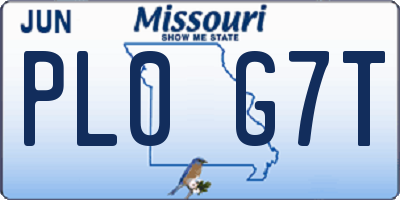 MO license plate PL0G7T