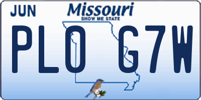 MO license plate PL0G7W