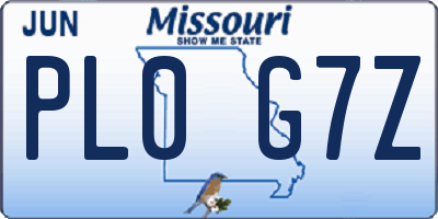 MO license plate PL0G7Z