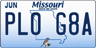MO license plate PL0G8A