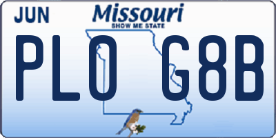 MO license plate PL0G8B
