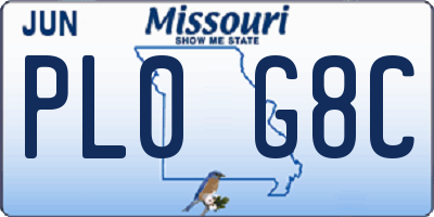MO license plate PL0G8C