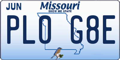MO license plate PL0G8E