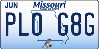 MO license plate PL0G8G