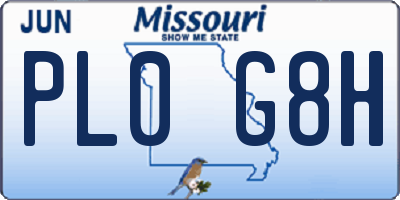 MO license plate PL0G8H