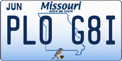 MO license plate PL0G8I