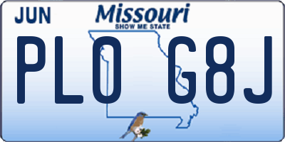 MO license plate PL0G8J