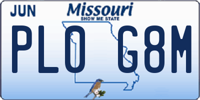 MO license plate PL0G8M