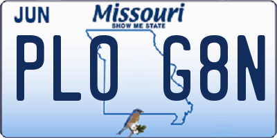 MO license plate PL0G8N