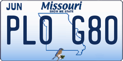 MO license plate PL0G8O
