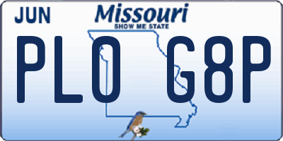MO license plate PL0G8P