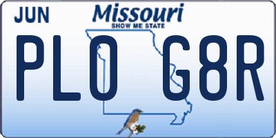 MO license plate PL0G8R