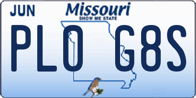 MO license plate PL0G8S