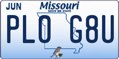 MO license plate PL0G8U
