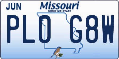 MO license plate PL0G8W