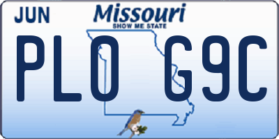 MO license plate PL0G9C