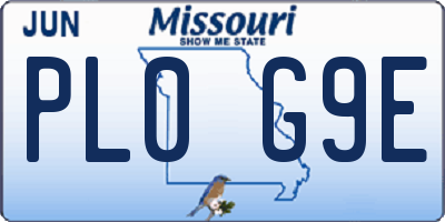 MO license plate PL0G9E