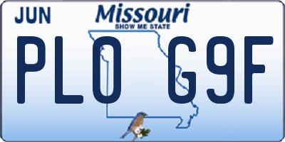 MO license plate PL0G9F