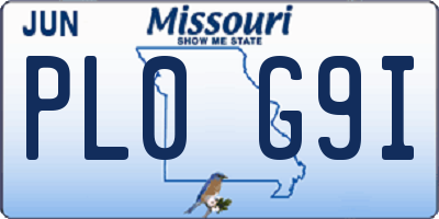 MO license plate PL0G9I