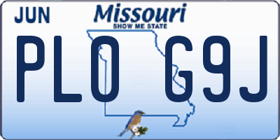 MO license plate PL0G9J